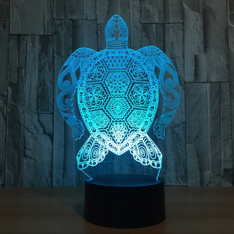 Warm Light Sea Turtle 3D Night Light, 7 Colors Changing Optical Illusion Smart Touch Table Desk Lamp, Perfect Gifts for Kidsâ€™ Home Decoration LED Lamp - Image 1